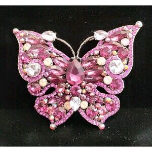 Multi Color Butterfly Brooch/Pendant 3.75" Wide 3" Tall